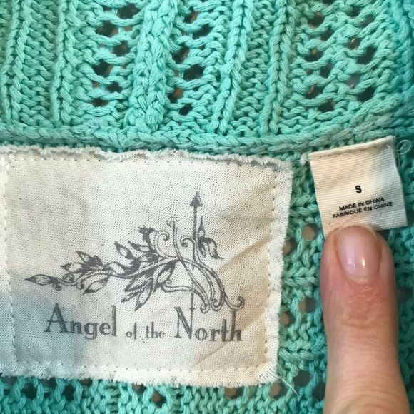 Angel of the North Anthro Linen Blend Green Open Lightweight Cardigan Sweater S - Picture 4 of 9